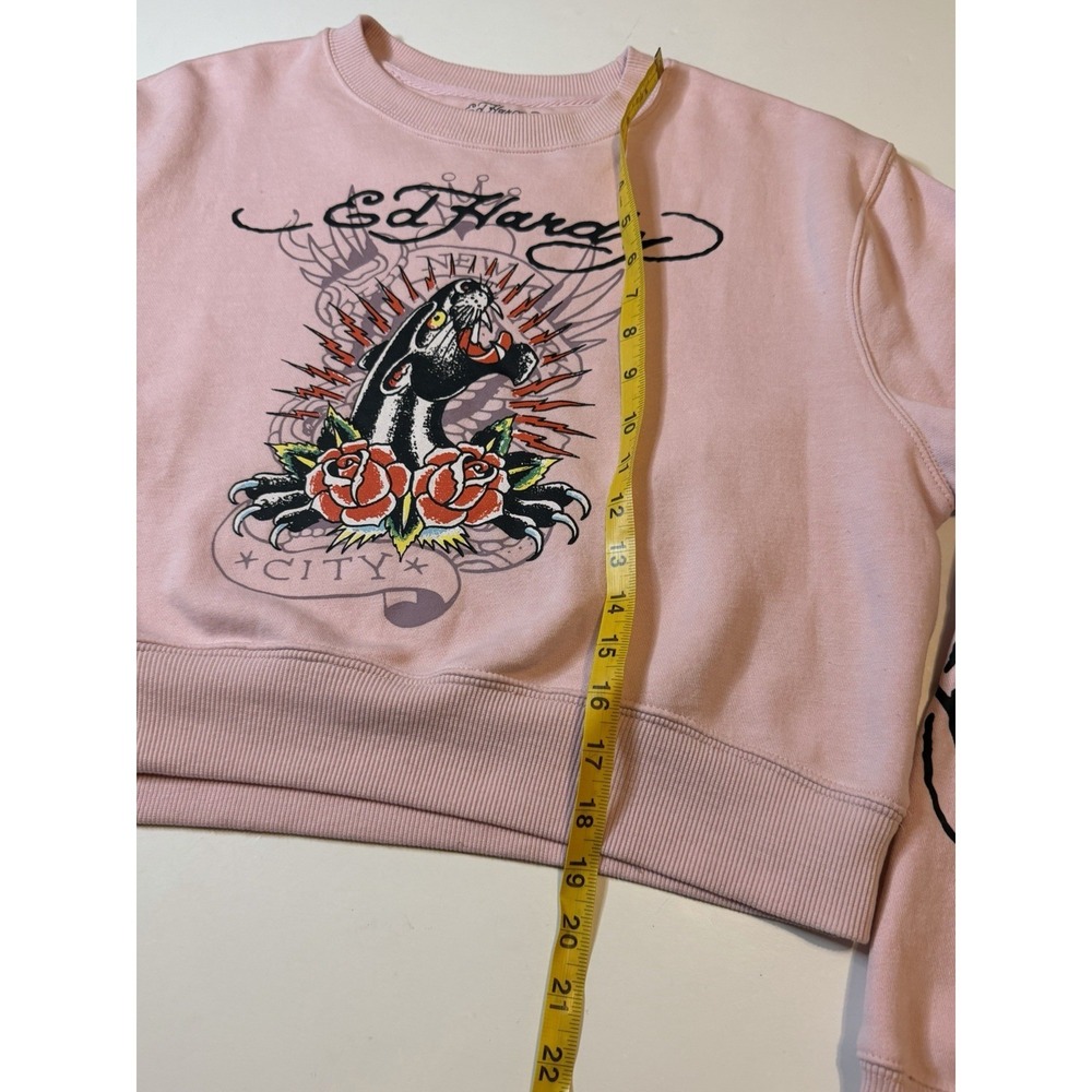 Ed Hardy Women's Size Medium Panther Rose Cropped Sweatshirt - Picture 9 of 10